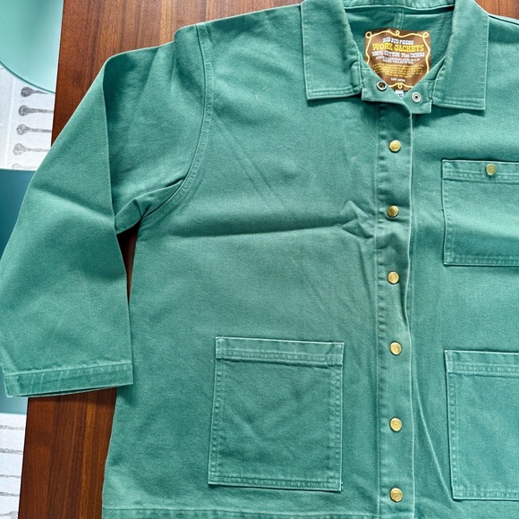 Big Bud Press Denim Work Jacket Emerald Green Unisex 1XL 100% Cotton Plus Size - Picture 8 of 16